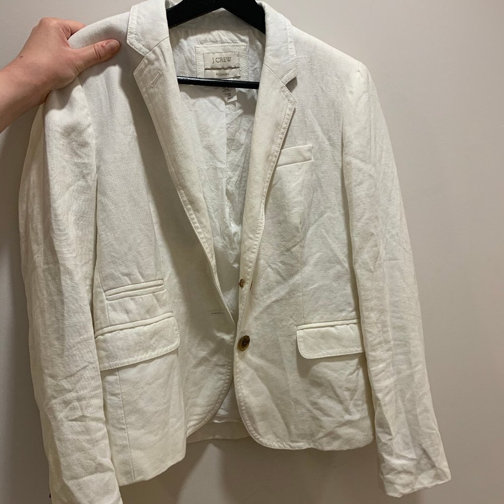 J. Crew Schoolboy Blazer in white linen